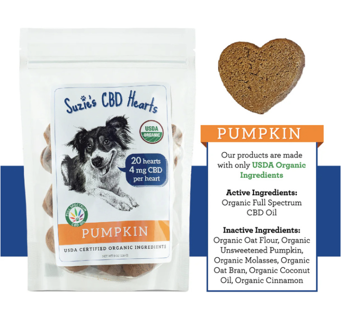 Suzie's CBD Hearts Dog Treat Bag / Pumpkin